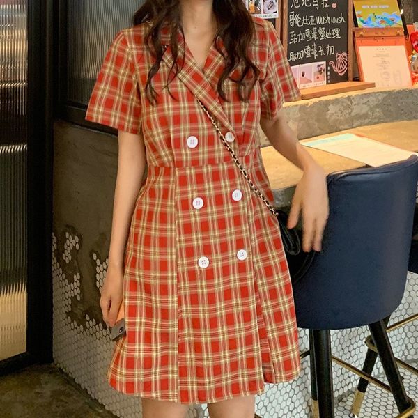 women retro plaid suits dress vintage female notched short sleeve blazer dress casual double breasted office mini dress, Black;gray
women retro plaid suits dress vintage female notched short sleeve blazer dress casual double breasted office mini dress, Black;gray