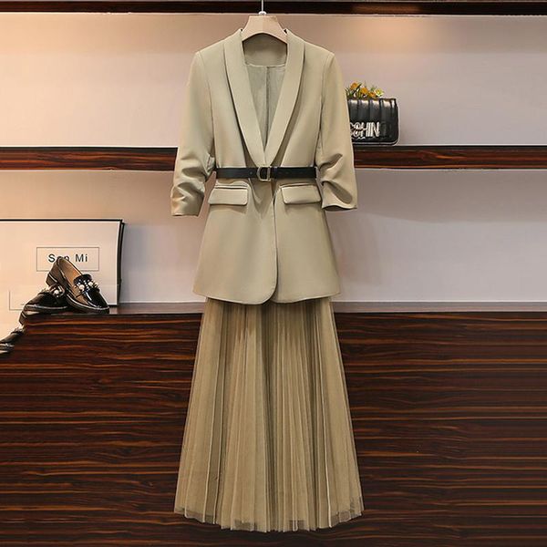 two piece dress fashion plus size 4xl suit set women 2021 spring temperament korean version loose waist slimming jacket mesh skirt, White
two piece dress fashion plus size 4xl suit set women 2021 spring temperament korean version loose waist slimming jacket mesh skirt, White