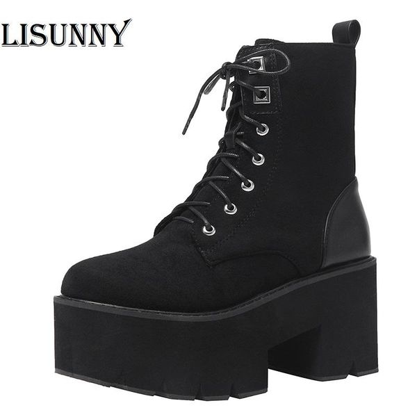 boots 2021 women lace up motorcycle autumn punk platform winter shoes plush inside square heel suede leather promotion, Black
boots 2021 women lace up motorcycle autumn punk platform winter shoes plush inside square heel suede leather promotion, Black