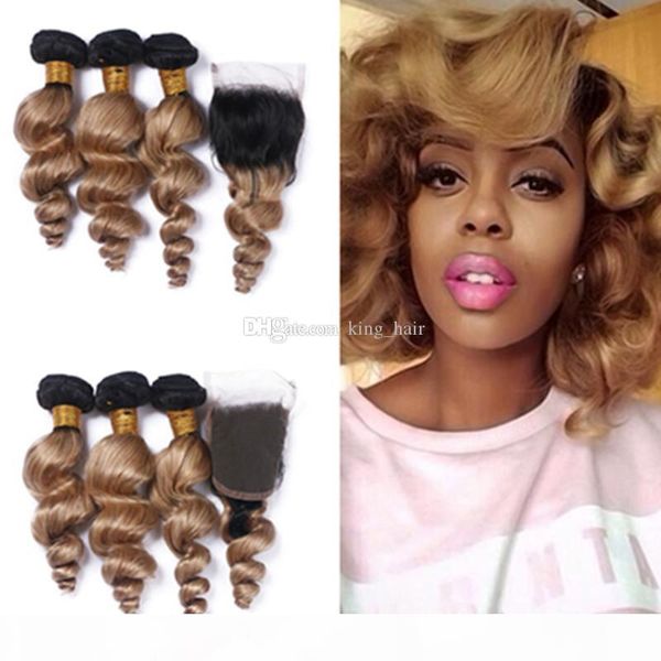 two tone 1b 27 honey blonde dark root ombre loose wave brazilian human hair bundles with lace closure middle part 4pcs lot, Black
two tone 1b 27 honey blonde dark root ombre loose wave brazilian human hair bundles with lace closure middle part 4pcs lot, Black