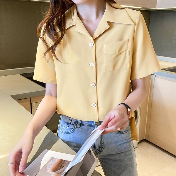 women's blouses & shirts loose lapel short sleeve shirt 2021 summer korean chic simple versatile minority chiffon, White
women's blouses & shirts loose lapel short sleeve shirt 2021 summer korean chic simple versatile minority chiffon, White