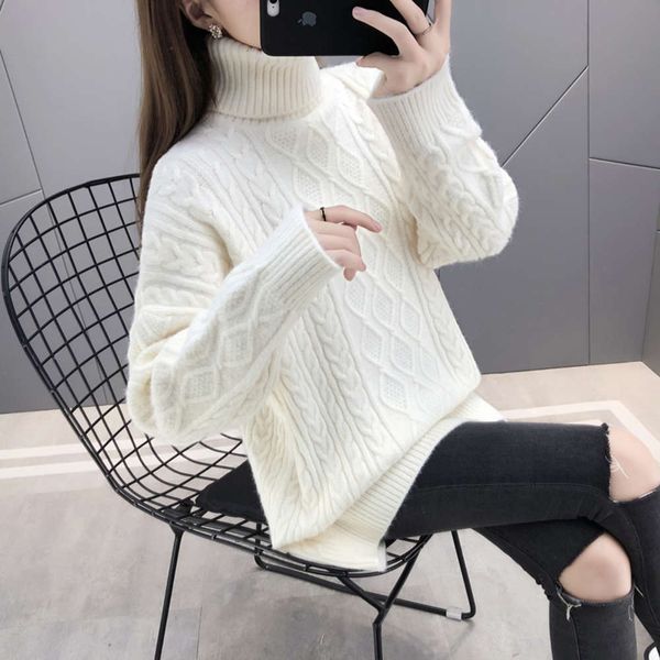 fashion winter twist turtleneck women's pullover autumn 2020 and new lazy wind loose wear medium length thickened sweater luxury, White;black
fashion winter twist turtleneck women's pullover autumn 2020 and new lazy wind loose wear medium length thickened sweater luxury, White;black