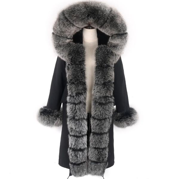 women's fur & faux real coat winter jacket women x-long parka waterproof big natural collar thick warm artificial liner, Black
women's fur & faux real coat winter jacket women x-long parka waterproof big natural collar thick warm artificial liner, Black