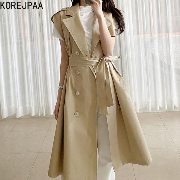 women's trench coats korejpaa women jackets 2021 autumn korea temperament ladies lapel double-breasted tie-in waist loose sleeveless ve, Tan;black
women's trench coats korejpaa women jackets 2021 autumn korea temperament ladies lapel double-breasted tie-in waist loose sleeveless ve, Tan;black