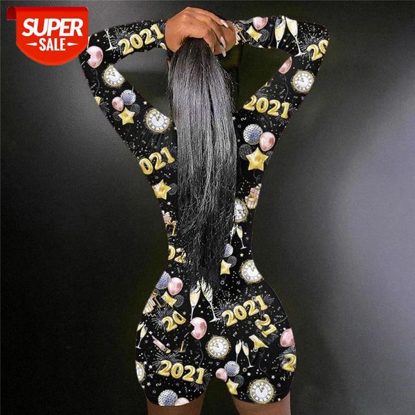 Butt Flap Deep V-neck Leopard Letter Sleepwear One Piece Nightwear HIRIGIN 2021 New Year Print Playsuit Long Sleeve Romper Women #Q652, White
Butt Flap Deep V-neck Leopard Letter Sleepwear One Piece Nightwear HIRIGIN 2021 New Year Print Playsuit Long Sleeve Romper Women #Q652, White