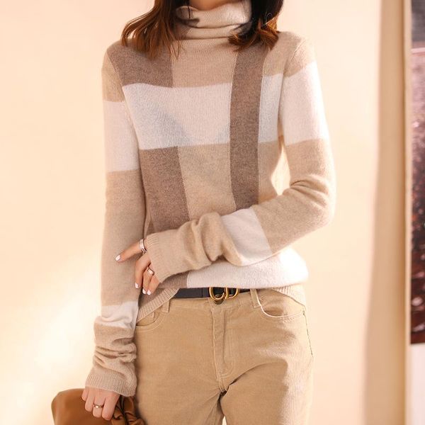 women's sweaters 100% wool autumn winter color matching long-sleeved sweater pullover cashmere lazy turtleneck women slim, White;black
women's sweaters 100% wool autumn winter color matching long-sleeved sweater pullover cashmere lazy turtleneck women slim, White;black