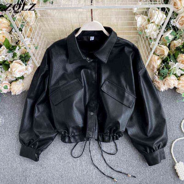 zqlz vintage leather coat women loose black pu jacket female single breasted punk short faux leather overcoat mujer 211118
zqlz vintage leather coat women loose black pu jacket female single breasted punk short faux leather overcoat mujer 211118