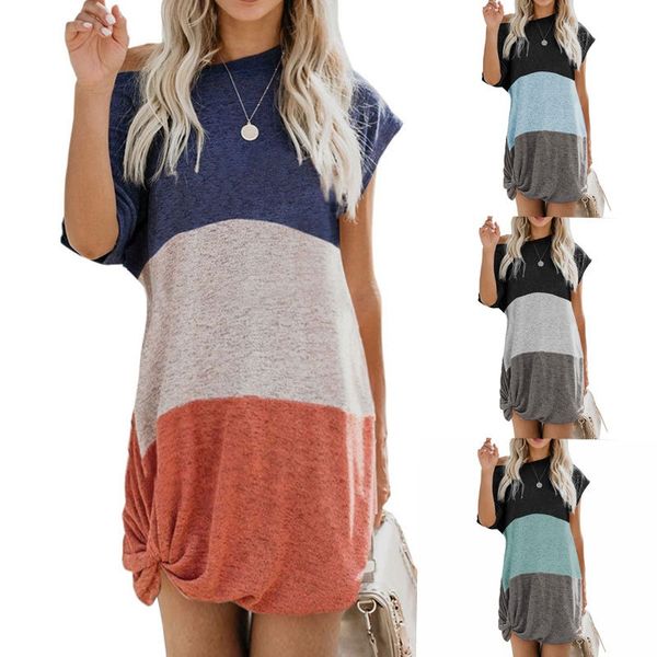 2021 women's clothing europe and the united states spring and summer short sleeve three color stitching knot contrast pocket dress, Black;gray
2021 women's clothing europe and the united states spring and summer short sleeve three color stitching knot contrast pocket dress, Black;gray
