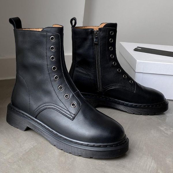 women's genuine leather flats autumn ankle boots round toe punk side zipi soft comfortable short booties motorcycle boots shoes, Black
women's genuine leather flats autumn ankle boots round toe punk side zipi soft comfortable short booties motorcycle boots shoes, Black