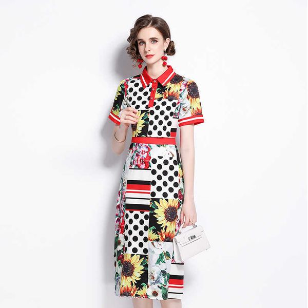 women summer designer elegant polka dot flowers print 2 piece sets female turn-down collar short + fashion midi skirt sets 210525, White
women summer designer elegant polka dot flowers print 2 piece sets female turn-down collar short + fashion midi skirt sets 210525, White