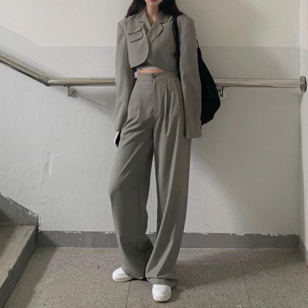women's two piece pants korean fashion blazer suits summer set women crop coat and pant long sleeve ensemble femme 2 pieces outfits, White
women's two piece pants korean fashion blazer suits summer set women crop coat and pant long sleeve ensemble femme 2 pieces outfits, White