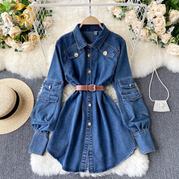 casual dresses women retro denim drees long sleeve turndown-collar single breasted 2021 autumn korean fashion streetwear dress belt, Black;gray
casual dresses women retro denim drees long sleeve turndown-collar single breasted 2021 autumn korean fashion streetwear dress belt, Black;gray