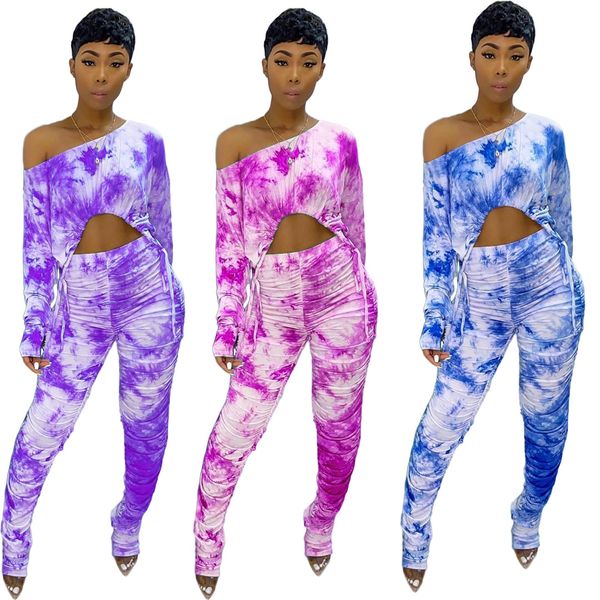 2021 new tie-dye printed oblique shoulder tshirts pants women two-piece outfits autumn european and american suit klo5, Gray
2021 new tie-dye printed oblique shoulder tshirts pants women two-piece outfits autumn european and american suit klo5, Gray