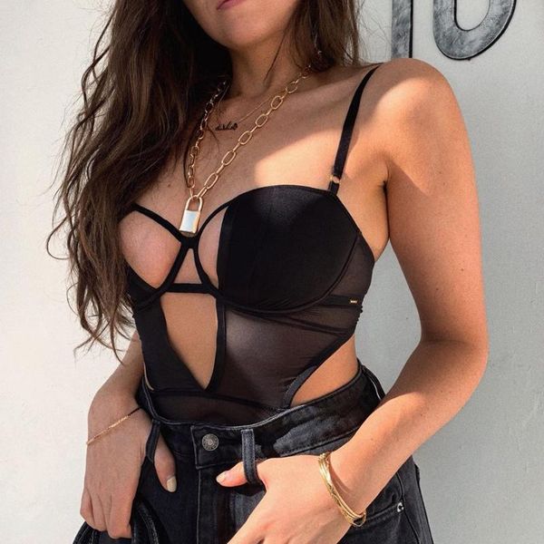 women's jumpsuits & rompers 2021 fashion trendy women perspective mesh jumpsuit black sling sleeveless hollow out skinny bodysuit ladie, Black;white
women's jumpsuits & rompers 2021 fashion trendy women perspective mesh jumpsuit black sling sleeveless hollow out skinny bodysuit ladie, Black;white