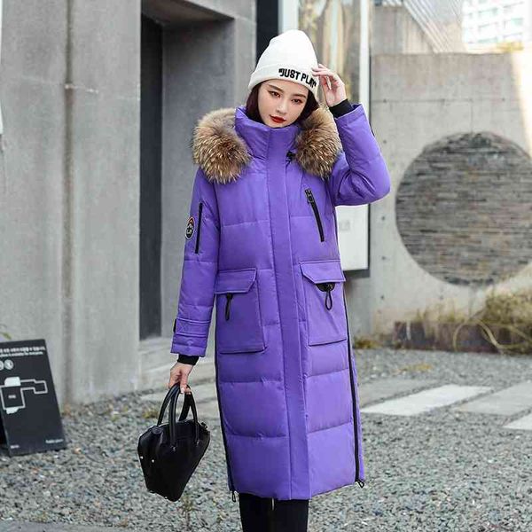 2021 winter white duck down jacket women's long raccoon dog hair collar loose thickened warm extremely cold coat women, Black
2021 winter white duck down jacket women's long raccoon dog hair collar loose thickened warm extremely cold coat women, Black