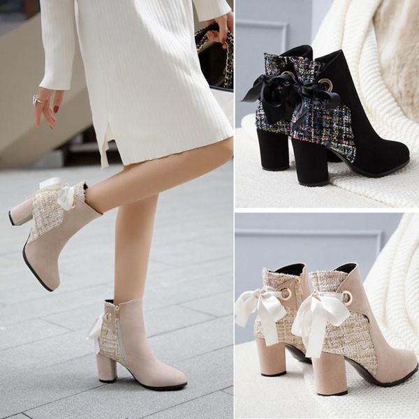 boots autumn and winter korean round thick high heel suede large fashion women's, Black
boots autumn and winter korean round thick high heel suede large fashion women's, Black