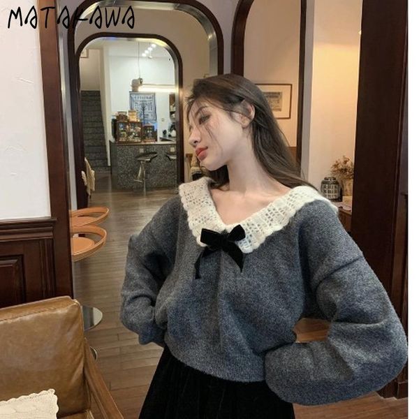 women's sweaters matakawa mohair sweet short for women bow big neckline turn-down collar woman korean, White;black
women's sweaters matakawa mohair sweet short for women bow big neckline turn-down collar woman korean, White;black