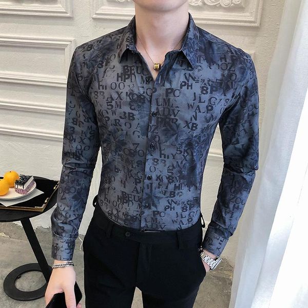 men's casual shirts autumn winter letter print shirt men clothing fashion 2021 long sleeve slim fit streetwear/prom/club tuxedo, White;black
men's casual shirts autumn winter letter print shirt men clothing fashion 2021 long sleeve slim fit streetwear/prom/club tuxedo, White;black