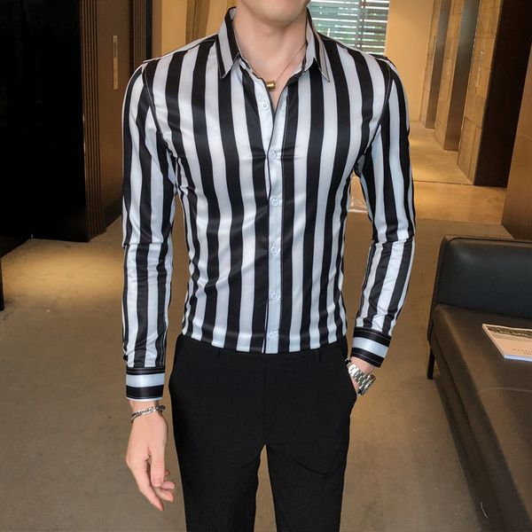 british style striped shirts of the men with long sleeves formal casual shirt thin fit streetwear clothes social party 58ti, White;black
british style striped shirts of the men with long sleeves formal casual shirt thin fit streetwear clothes social party 58ti, White;black