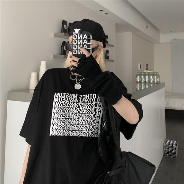 women's t-shirt summer harajuku style loose letter printing short-sleeved, White