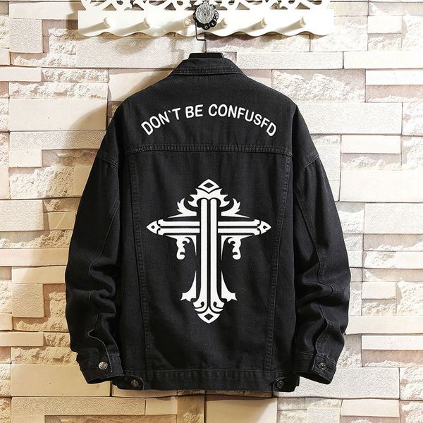 brand chrome/hearts jackets black denim men's spring and autumn korean fashion cool cross hoodless coat fat si, Black;brown
brand chrome/hearts jackets black denim men's spring and autumn korean fashion cool cross hoodless coat fat si, Black;brown