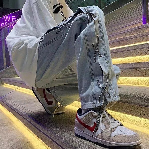 men's jeans autumn high street loose straight tube splicing hiphop casual pants clothes oversized, Blue
men's jeans autumn high street loose straight tube splicing hiphop casual pants clothes oversized, Blue