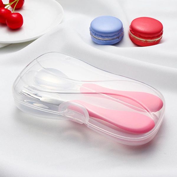 children spoon portable silicone handle stainless steel fork safety baby feeding spoon eating training spork kids tableware(
children spoon portable silicone handle stainless steel fork safety baby feeding spoon eating training spork kids tableware(
