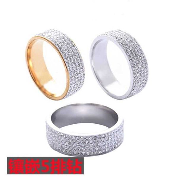 selling beautiful rings 5-row diamond titanium steel ring men's ring engagement jewelry men's and women's fashion, Golden;silver
selling beautiful rings 5-row diamond titanium steel ring men's ring engagement jewelry men's and women's fashion, Golden;silver