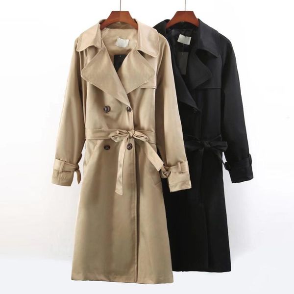 women's trench coats autumn european woman coat classic double breasted with belt business women outerwear khaki/black fashion, Tan;black
women's trench coats autumn european woman coat classic double breasted with belt business women outerwear khaki/black fashion, Tan;black