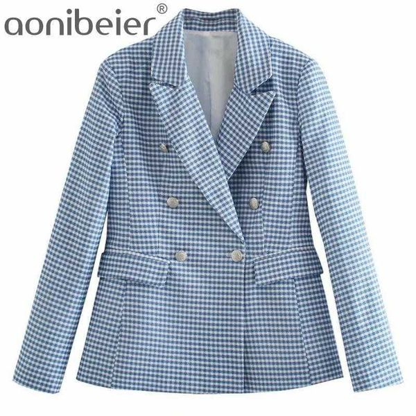 za women double plaid breasted houndstooth blazer coat short vintage female outerwear chic outfits sets 210604, White;black
za women double plaid breasted houndstooth blazer coat short vintage female outerwear chic outfits sets 210604, White;black