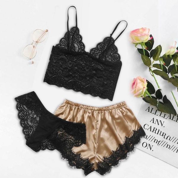 women underwear 3 piece ultra-thin silk lace lingerie sets hollow perspective sleeveless v neck erotic porno nightwear 2020, Black;red
women underwear 3 piece ultra-thin silk lace lingerie sets hollow perspective sleeveless v neck erotic porno nightwear 2020, Black;red