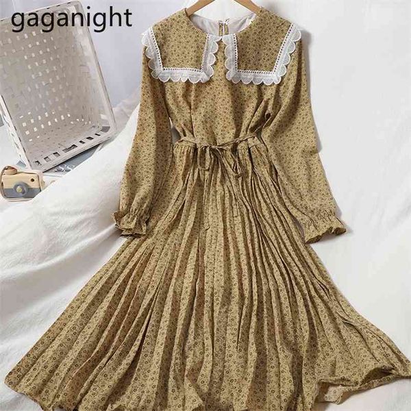 women floral maxi pleated dress long sleeve peter pan collar chic fashion dresses female korean spring autumn vestidos 210601, Black;gray
women floral maxi pleated dress long sleeve peter pan collar chic fashion dresses female korean spring autumn vestidos 210601, Black;gray