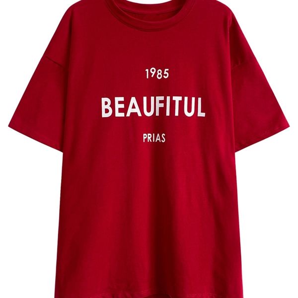women's t-shirt summer letter print o-neck t shirts short sleeve cotton red white color loose casual tees e6ne
women's t-shirt summer letter print o-neck t shirts short sleeve cotton red white color loose casual tees e6ne