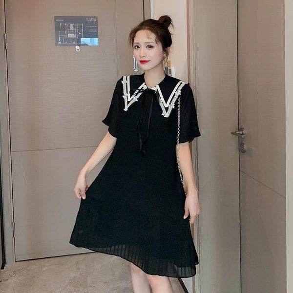 maternity dresses fashion pregnant women summer chiffon dress short sleeve removable sailor collar pleated black pregnancy, White
maternity dresses fashion pregnant women summer chiffon dress short sleeve removable sailor collar pleated black pregnancy, White
