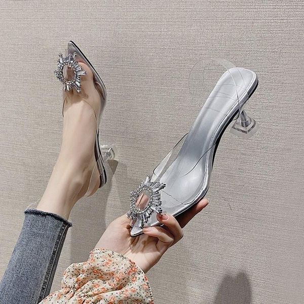 sandals 2021 summer transparent women heels open pointed toe crystals buckle ladies breathable cool slides shoes, Black
sandals 2021 summer transparent women heels open pointed toe crystals buckle ladies breathable cool slides shoes, Black