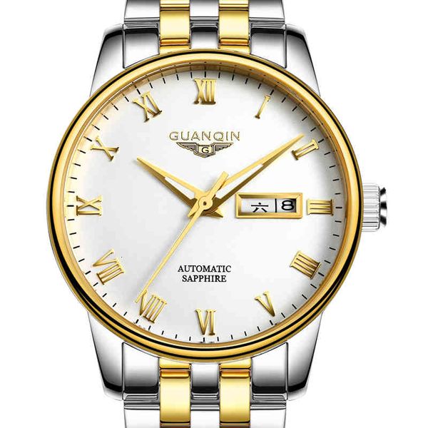 guanqin original men's watch japanese movement automatic mechanical es classic analogue rvs link wristband, Slivery;brown
guanqin original men's watch japanese movement automatic mechanical es classic analogue rvs link wristband, Slivery;brown