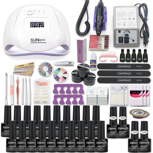 acrylic kit with 120/54w lamp choose gel polish nail art set machine all for new