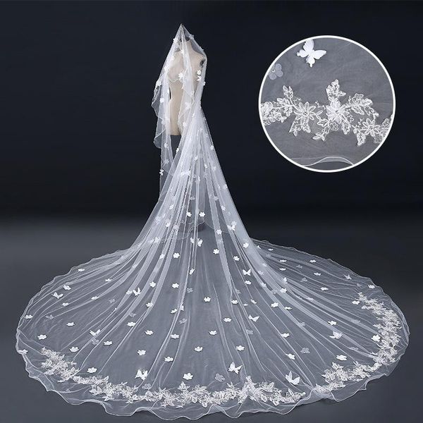 bridal veils romantic ivory cathedral fabric butterfly appliqued one layer wedding long veil handmade, Black
bridal veils romantic ivory cathedral fabric butterfly appliqued one layer wedding long veil handmade, Black
