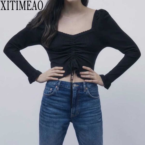 za women long sleeve v neck chest drawstring slim bottoming shirt knitted sweater fashion korean version chic 210602, White;black
za women long sleeve v neck chest drawstring slim bottoming shirt knitted sweater fashion korean version chic 210602, White;black
