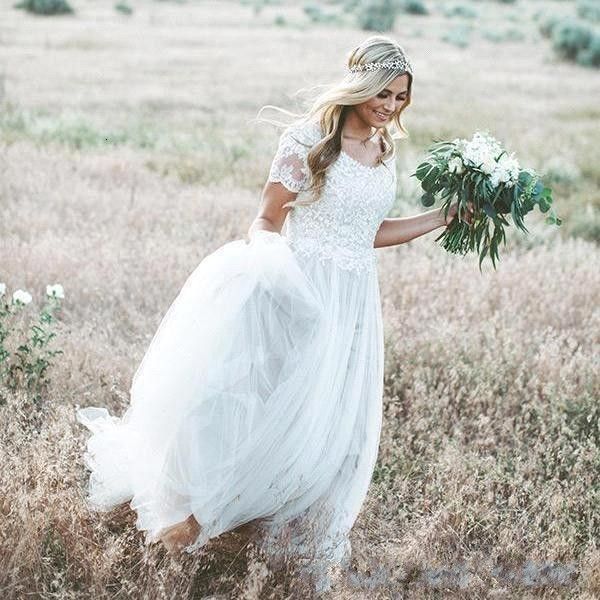 2021 new short sleeves lace a line es scoop tulle ruched boho country wedding birdal gowns vestidos de mariee l6ic, White
2021 new short sleeves lace a line es scoop tulle ruched boho country wedding birdal gowns vestidos de mariee l6ic, White