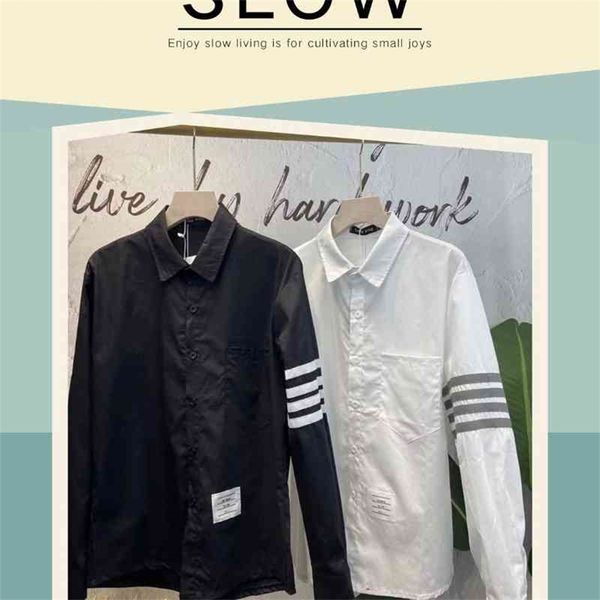 star new style long sleeve fashion shirt classic four bar casual button down men's and women's coat, White
star new style long sleeve fashion shirt classic four bar casual button down men's and women's coat, White