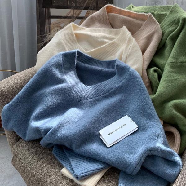 women's sweaters knitted sweater 2021 autumn and winter lazy v-neck loose knit top, White;black
women's sweaters knitted sweater 2021 autumn and winter lazy v-neck loose knit top, White;black