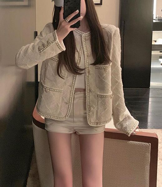 women's jackets women white small coarse tweed coat spring and autumn short french temperament, Black;brown
women's jackets women white small coarse tweed coat spring and autumn short french temperament, Black;brown