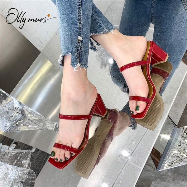 slippers ollymurs fashion red genuine leather summer shoes woman open toe thick mid heel women mules, Black
slippers ollymurs fashion red genuine leather summer shoes woman open toe thick mid heel women mules, Black