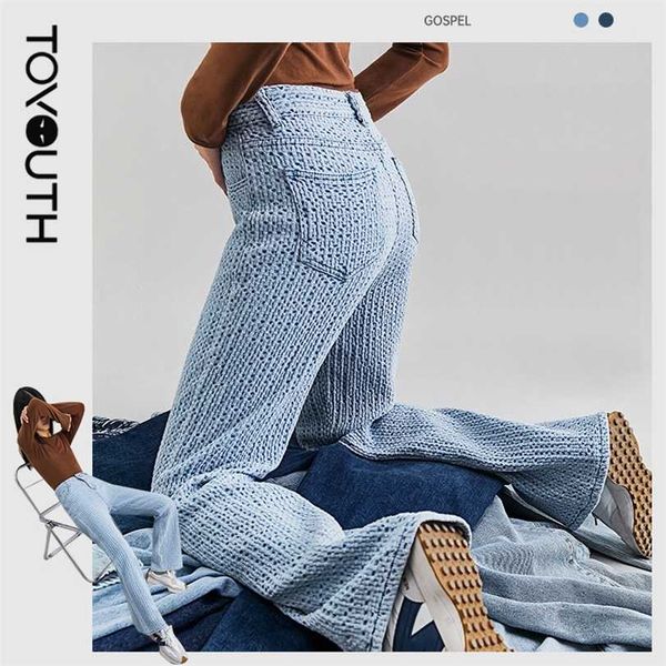 toyouth women jeans autumn high waist comfortable wide leg checkered jacquard design vintage casual denim long pants 211118, Blue
toyouth women jeans autumn high waist comfortable wide leg checkered jacquard design vintage casual denim long pants 211118, Blue