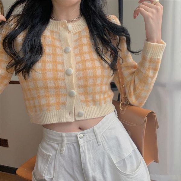 women's knits & tees plaid sweaters women short slim korean ins fashion autumn winter cardigans sweet 2021 chaqueta mujer 18825, White
women's knits & tees plaid sweaters women short slim korean ins fashion autumn winter cardigans sweet 2021 chaqueta mujer 18825, White
