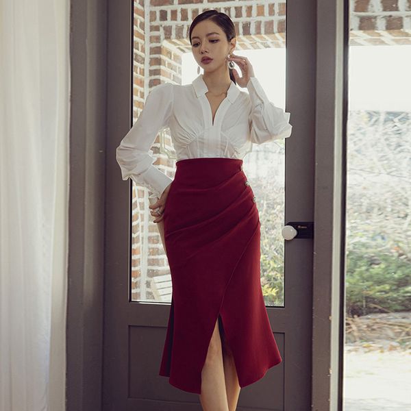 new arrival fashion spring women ol professional temperament lantern sleeve shirt and asymmetrical split skirt two piece set 0i83, Black
new arrival fashion spring women ol professional temperament lantern sleeve shirt and asymmetrical split skirt two piece set 0i83, Black