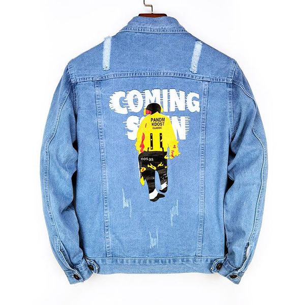 men's jackets 21 spring and autumn jacket handsome printed denim, Black;brown
men's jackets 21 spring and autumn jacket handsome printed denim, Black;brown