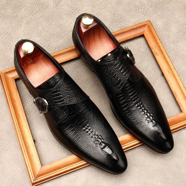 dress shoes crocodile pattern men's real leather low heels pointed toe formal k8, Black
dress shoes crocodile pattern men's real leather low heels pointed toe formal k8, Black