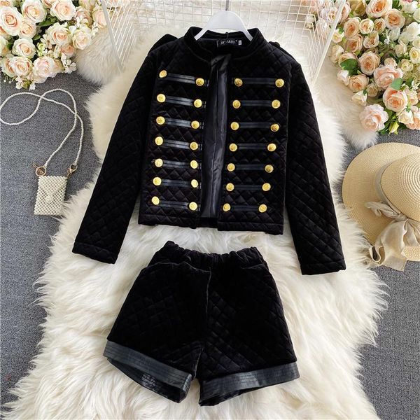 2021 women autumn winter new long sleeve stand collar double breasted coat + high waist wide leg shorts two piece set tz743, White
2021 women autumn winter new long sleeve stand collar double breasted coat + high waist wide leg shorts two piece set tz743, White